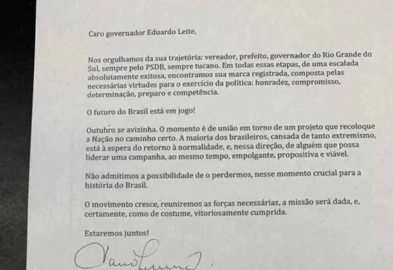 Eduardo Leite Recebe Carta Do Psdb Tom De Apoio Sua Perman Ncia