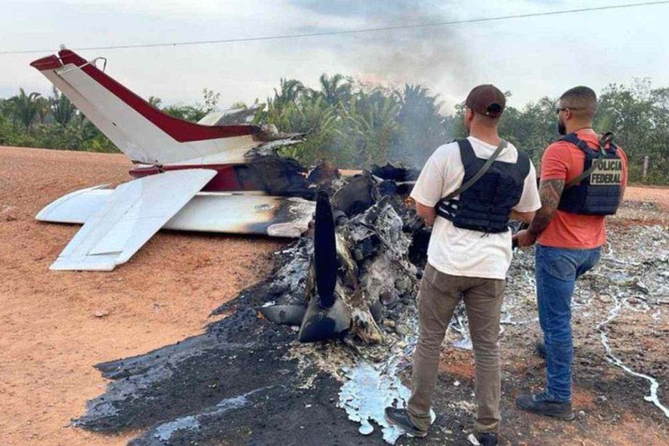 Suspeitos incendiaram o avio e fugiram s pressas (foto: Divulgao/FAB)