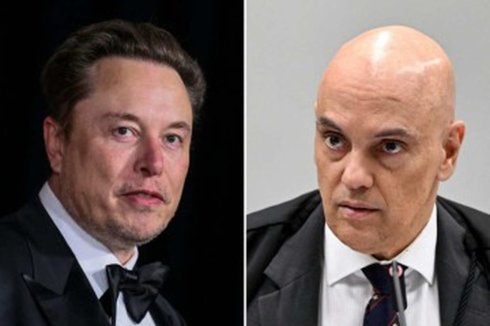 
Elon Musk, bilionrio dono do X/Twitter, e Alexandre de Moraes, ministro do STF
 (foto: EVARISTO SA, ETIENNE LAURENT / AFP)