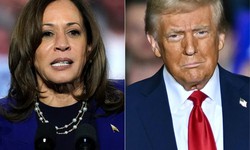 Para Kamala, retrica violenta de Trump o desqualifica para a Presidncia (foto: ANGELA WEISS, LOREN ELLIOTT / AFP)