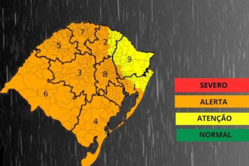 
A Defesa Civil do Rio Grande do Sul emitiu um alerta, na tarde da ltima tera-feira (17/09), sobre as fortes chuvas e temporais que atingiro o estado na madrugada desta quinta-feira (19/09)  (foto: Defesa Civil do RS)