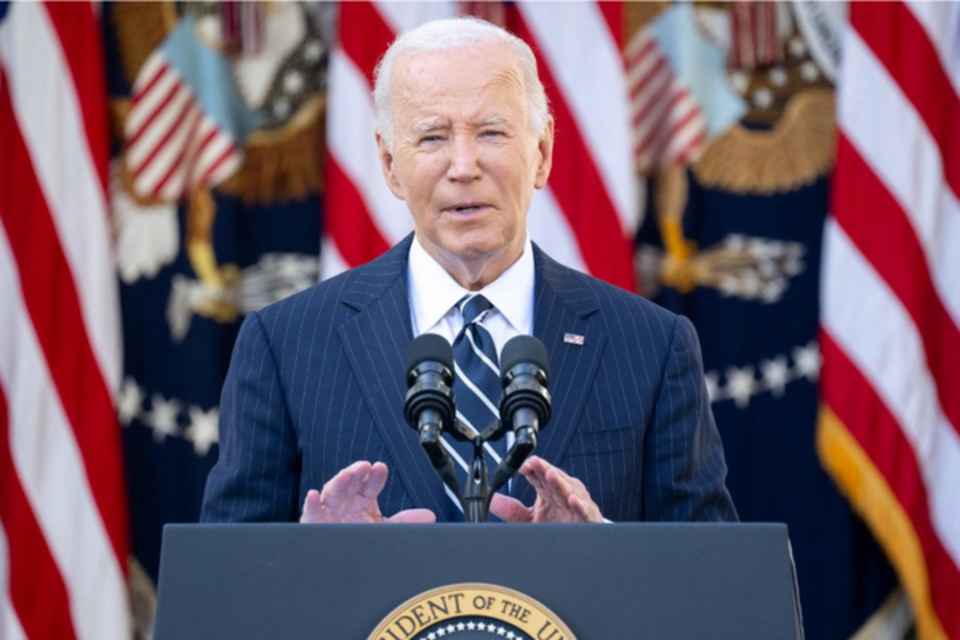 O presidente dos EUA, Joe Biden, dirige-se  nao no Rose Garden da Casa Branca, em Washington (Crdito: SAUL LOEB / AFP)