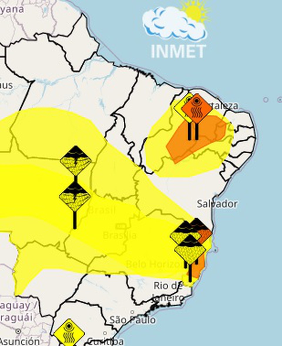 Inmet alerta para pergio no Serto  (Imagem: Inmet )