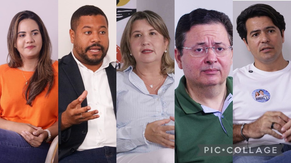 Candidatos  Prefeitura de Olinda: Mirella Almeida, Vinicius Castello, Izabel Urquiza, Antnio Campos e Mrcio Botelho (Priscilla Melo; Marina Torres; Rafael Vieira; Francisco Silva; Rafael Vieria / DP Foto)