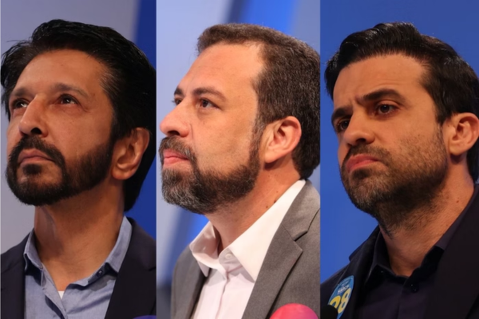 Ricardo Nunes (MDB), Guilherme Boulos (PSOL) e Pablo Maral (PRTB) so os trs primeiros candidatos nas pesquisas (Crdito: Reproduo / Youtube)