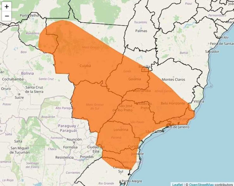 Estados em alerta laranja para onda de calor (foto: Divulgao/Inmet)