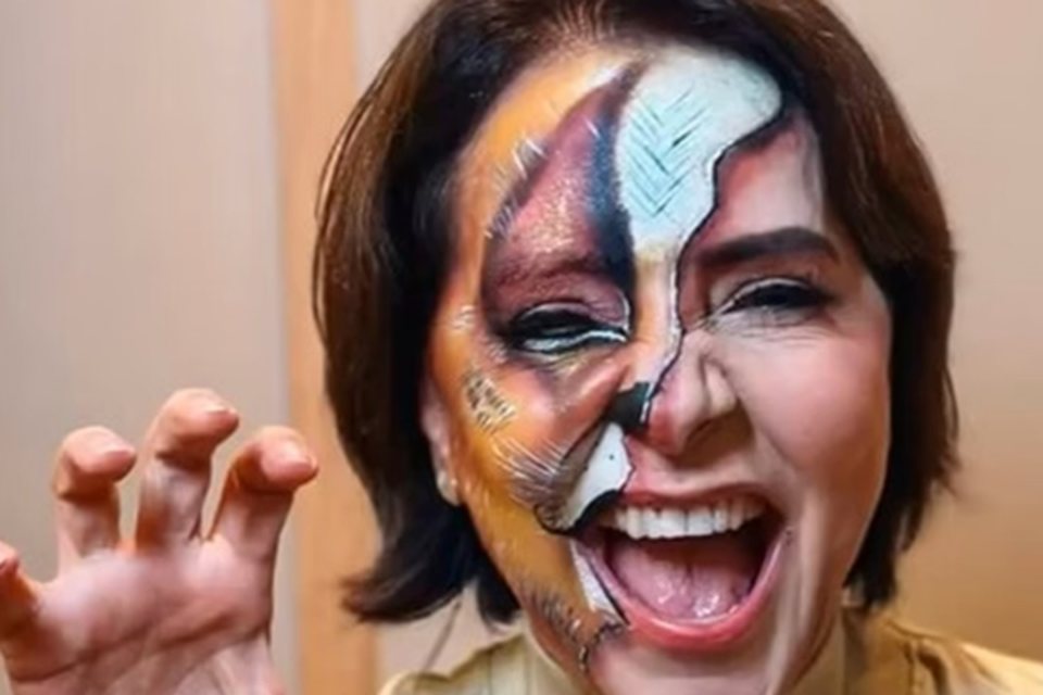 Ela publicou um vdeo com uma pintura facial de leoa (Crdito: Reproduo)