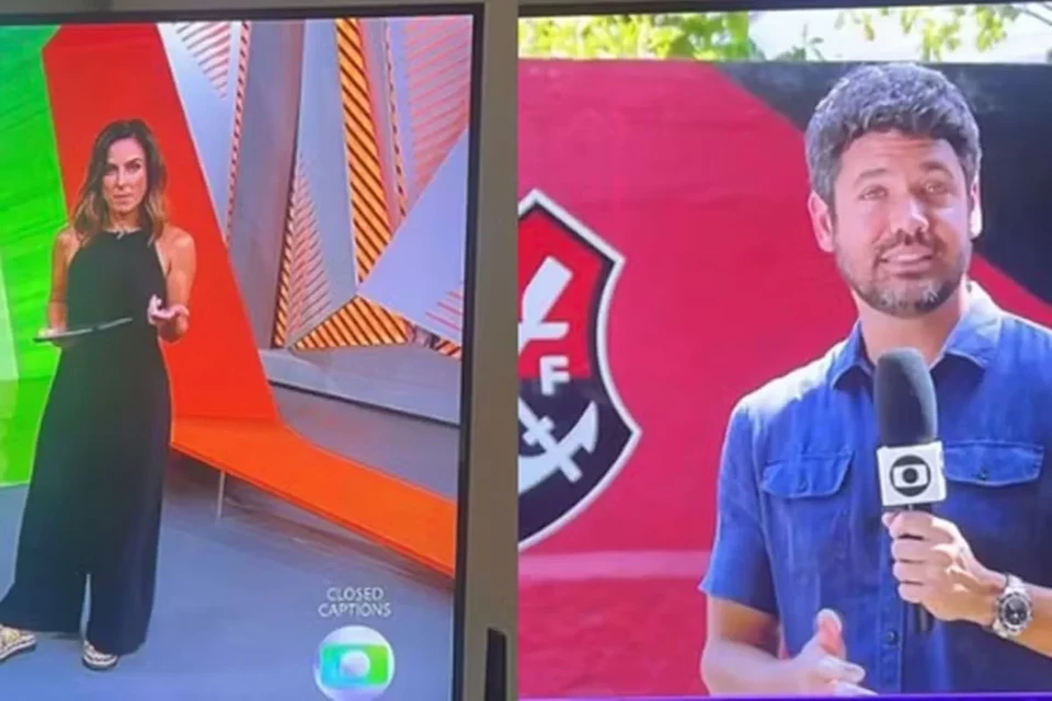 O novo casal esteve junto na apresentao do Globo Esporte desta quarta-feira (14) (foto: Reproduo)