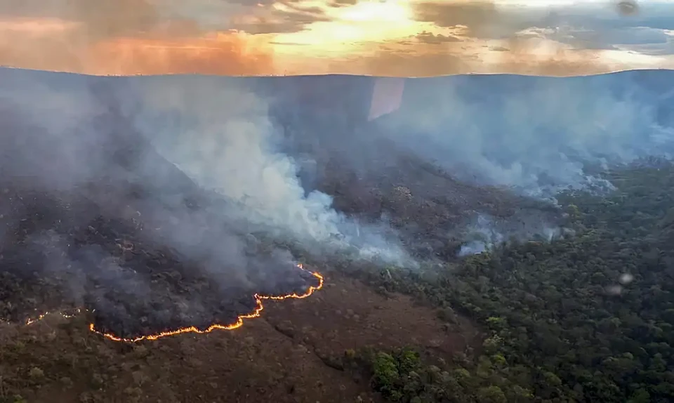 Um grupo organizado pelo Polo de EcoCincias do Cerrado realizou hoje (8), pelo segundo dia consecutivo, um mutiro para avaliar as condies da Reserva Privada do Patrimnio Natural (RPPN) Campo mido Voshysias, em Alto Paraso de Gois, prxima ao Parque Nacion (Foto: CBMGO/Divulgao)