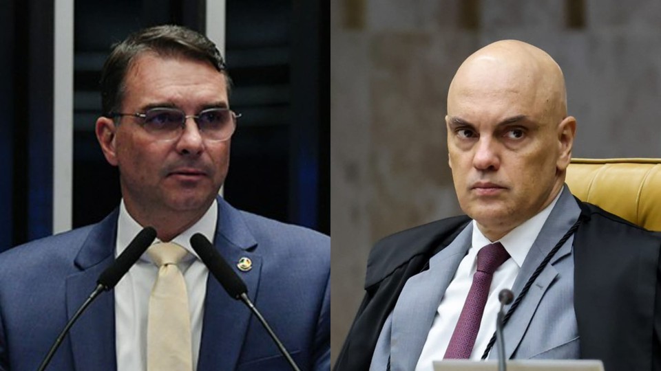 Flvio Bolsonaro ( esq.) e Alexandre de Moraes ( dir.) (foto: Jefferson Rudy/Agncia Senado e Gustavo Moreno/SCO/STF)