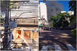 Equipes do Corpo de Bombeiros e da Defesa Civil do Rio de Janeiro esto atuando no local para conter as chamas 
