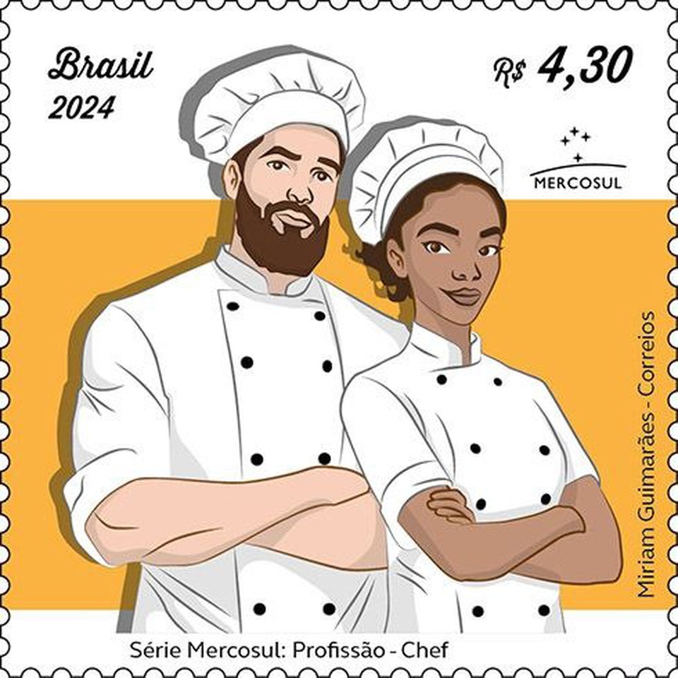 Assinados pela artista Miriam Guimares, os desenhos buscam representar a diversidade tnica e de gnero dos chefs no Brasil. 
 (Foto: Divulgao)