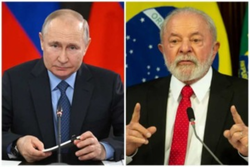 Lula recebe ligao de Putin e fala sobre guerra, queimadas e Brics (Crdito: Ramil Sitdikov/SPUTNIK/AFP e Marcelo Camargo/Agncia Brasil)