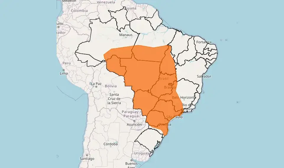 INMET publica aviso laranja de chuvas de at 100 mm/dia, com ventos intensos de 100 km/h, risco de corte de energia eltrica, queda de galhos de rvores, alagamentos e de descargas eltricas. (foto: Inmet/Reproduo)