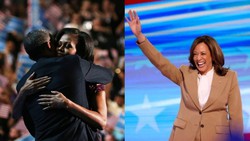 Kamala Harris faz campanha presidencial junto com o casal Obama (foto: Justin Sullivan/Getty Images/AFP e CHARLY TRIBALLEAU / AFP)