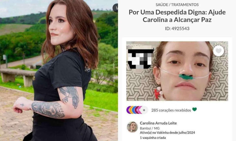 Carolina Arruda Leite j alcanou mais de 20% do valor da vaquinha online para realizar eutansia na Sua (foto: Reproduo/Redes sociais)