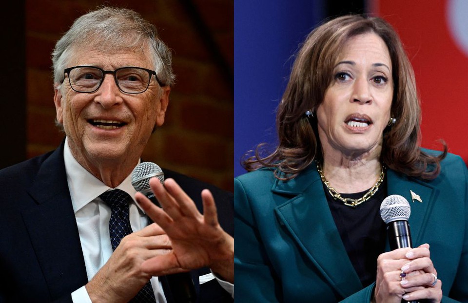 Bill Gates e Kamala Harris (Fotos: John MACDOUGALL / AFP e KAMIL KRZACZYNSKI / AFP)