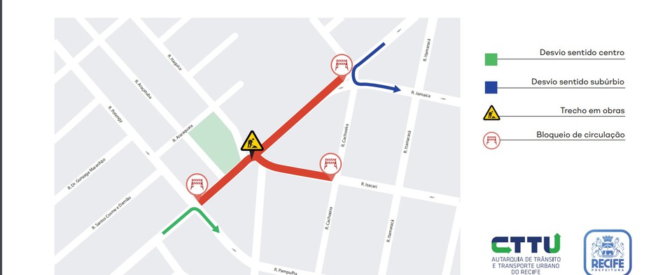 Veja mapa com nova circulao  (Imagem: Prefeitura do Recife)