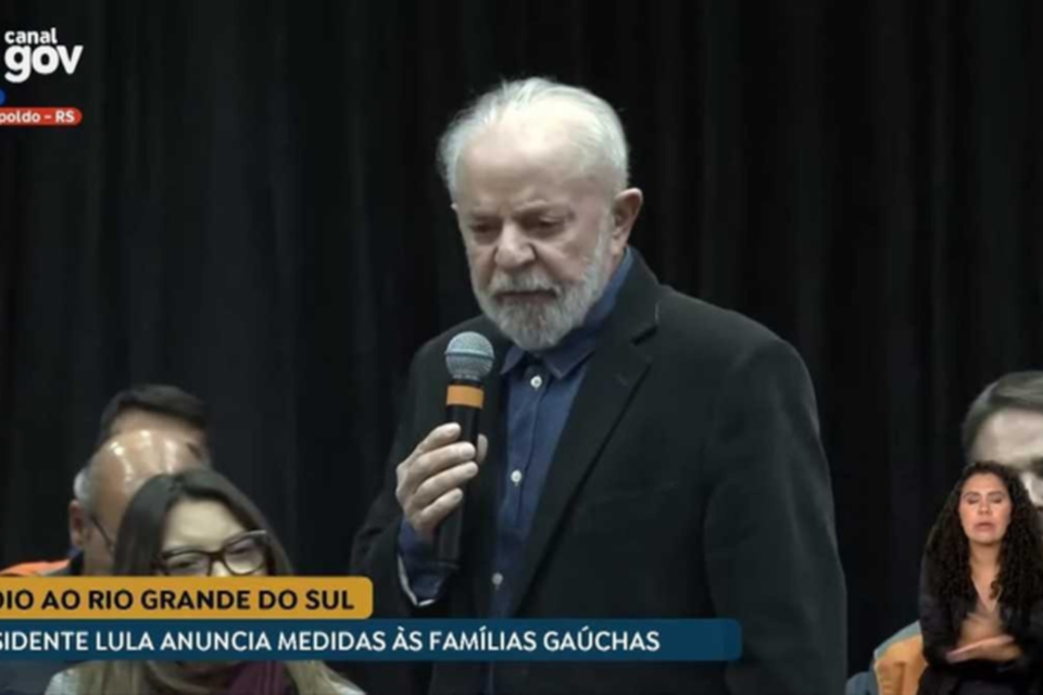 Presidente Luiz Incio Lula da Silva anunciou medidas de auxlio  famlias afetadas pelas enchentes do Rio Grande do Sul (Crdito: Reproduo/CanalGov)