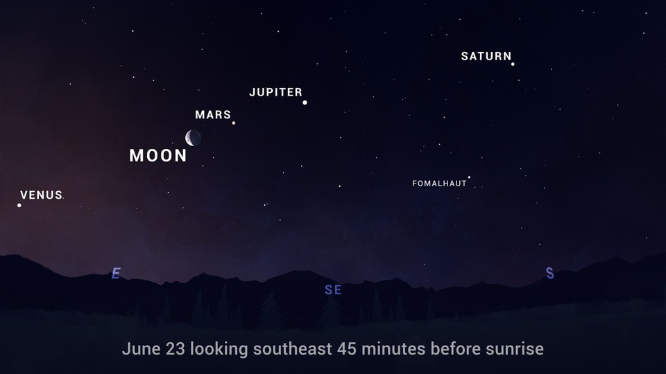 
Uma conjuno ocorre quando dois ou mais corpos celestes aparecem prximos no cu  (foto: Divulgao/NASA)