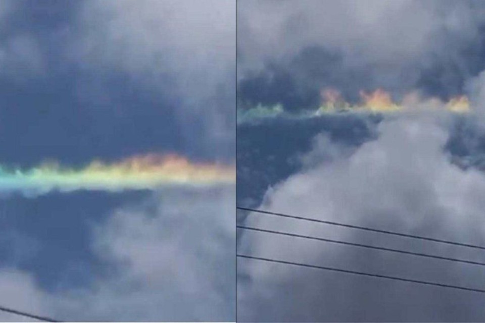 
Para ocorrer o arco-ris de fogo, os raios solares devem ser refratados pelos cristais de gelo das nuvens do tipo Cirrus (foto: X/Reproduo)