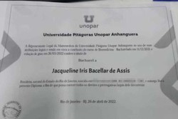 
Certificado que teria sido entregue por Jacqueline Iris ao PSC Lab Saleme