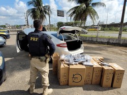 Oito mil maos de cigarro paraguaio so apreendidos no Recife (Foto: Divulgao/PRF)