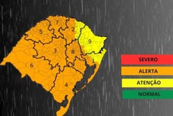 
A Defesa Civil do Rio Grande do Sul emitiu um alerta, na tarde da ltima tera-feira (17/09), sobre as fortes chuvas e temporais que atingiro o estado na madrugada desta quinta-feira (19/09) 