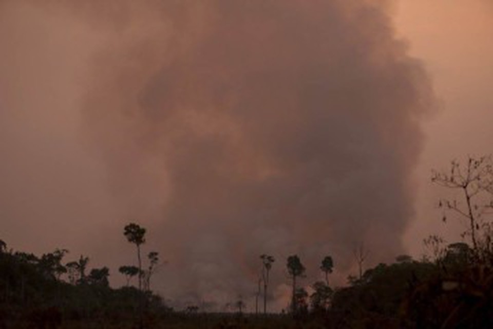 Queimadas ilegais na floresta amaznica s margens da rodovia BR-230, prximo  cidade de Humait, no Amazonas (Foto: MICHAEL DANTAS / AFP)