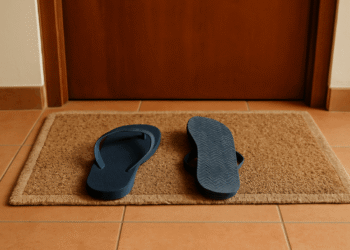 O que significa um chinelo virado dentro de casa?