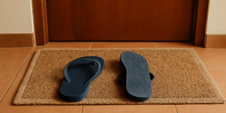 O que significa um chinelo virado dentro de casa?