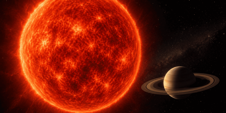 Estrela gigantesca faz Saturno parecer um planeta minúsculo