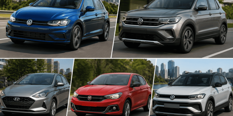 5 carros mais vendidos do Brasil em junho de 2026