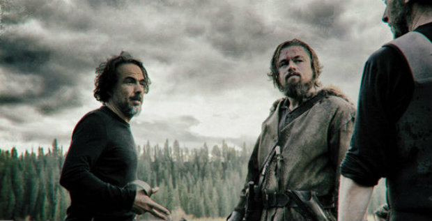 Alejandro G. Irritu e Leonardo DiCaprio no set de O Regresso. Foto: Fox Filmes/Divulgao