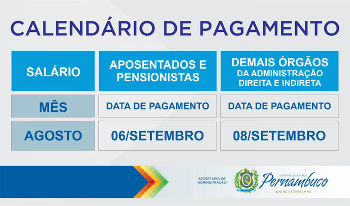 Calendrio divulgado pelo governo estadual. Foto: Governo de Pernambuco/Divulgao