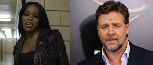 Azealia Banks acusa Russel Crowe de racismo e agresso. Foto: YouTube/Montagem/Reproduo