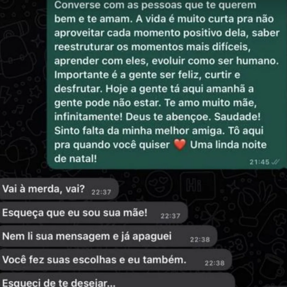 Essa conversa  investigada pela Polcia Civil do Rio por suposto crime de intolerncia religiosa (Reproduo)