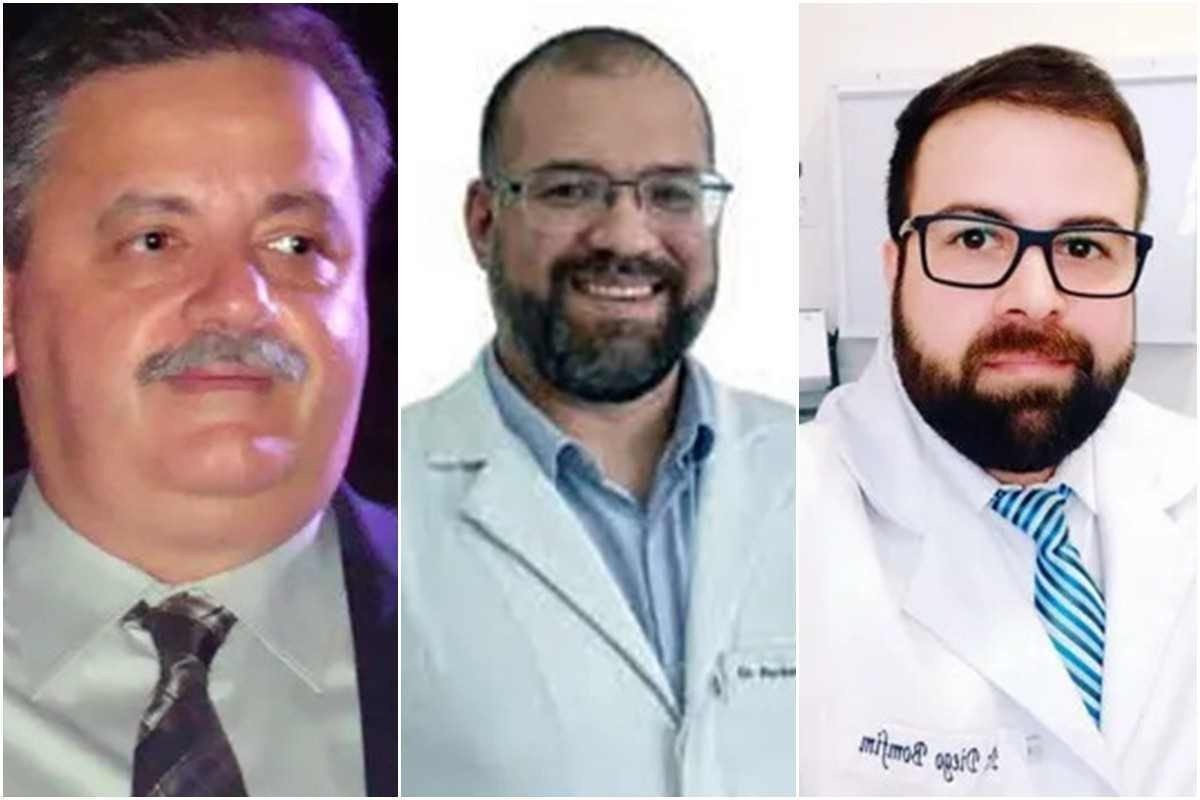 Marcos de Andrade Corsato ( esquerda), Perseu Ribeiro Almeida (centro) e Diego Ralf Bomfim foram os mdicos assassinados no quiosque (Reproduo/Redes sociais)