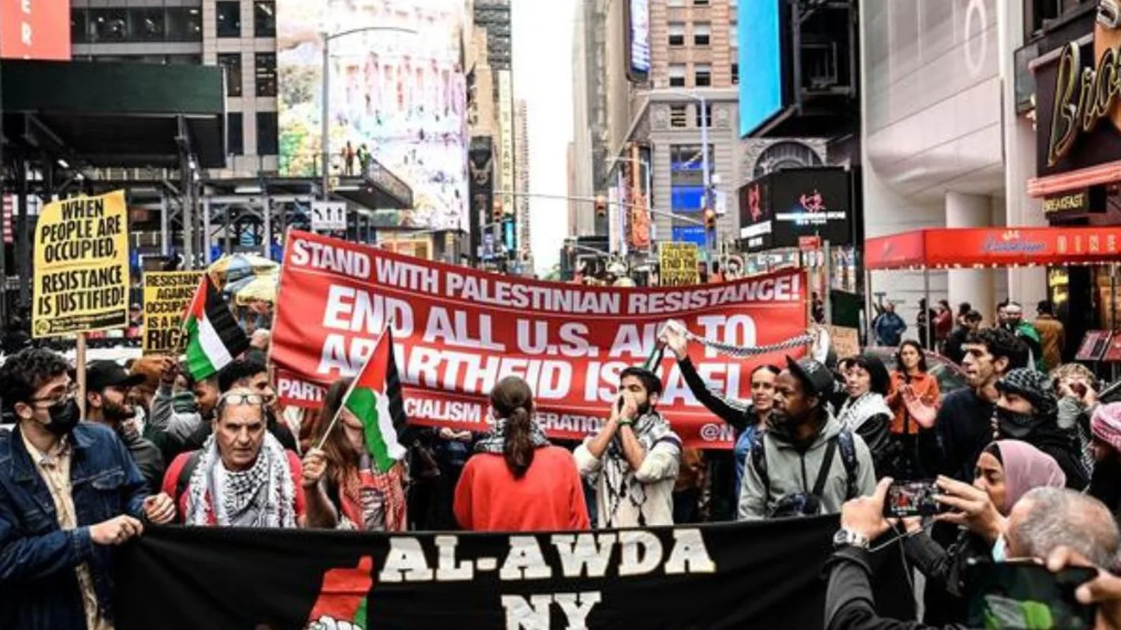 Nova York tem sido palco de uma srie de manifestaes de apoio  Palestina (foto: Reproduo)