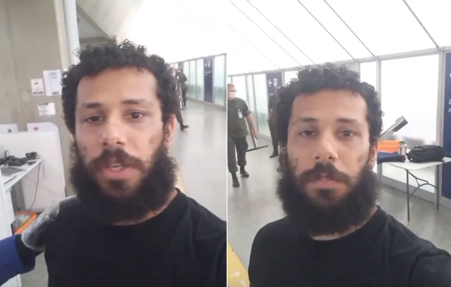 Ator Amaury Lorenzo usou as redes sociais para mostrar que ficou descalo durante inspeo no aeroporto (foto: Reproduo / Instagram)