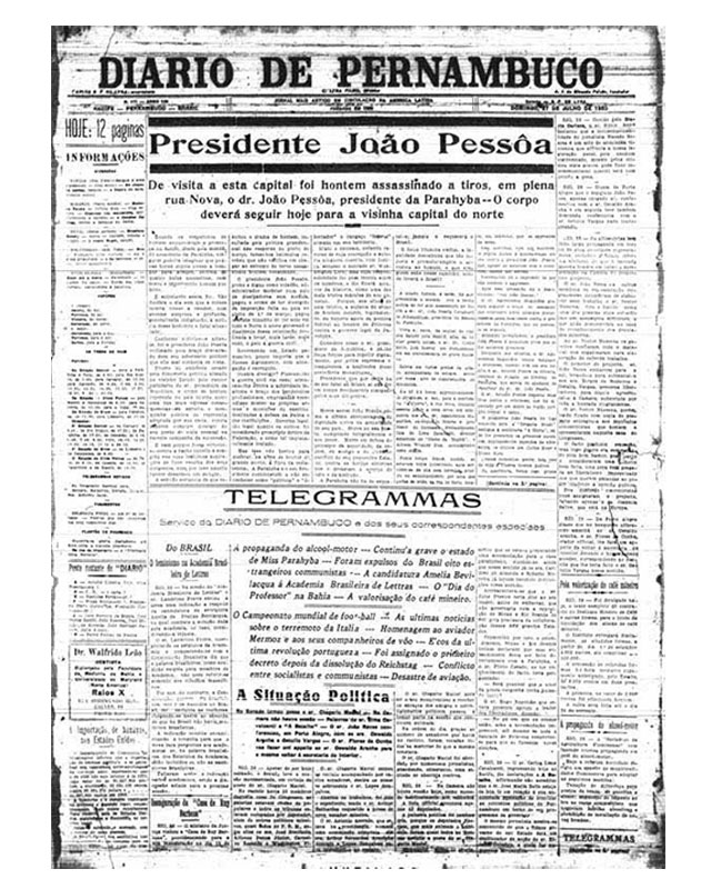 Morre o presidente João Pessoa Morre o presidente João Pessoa