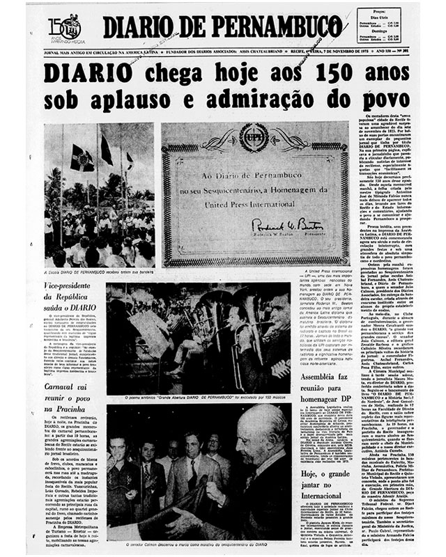 Diario chega hoje aos 150 anos sob aplauso e admiração do povo Diario chega hoje aos 150 anos sob aplauso e admiração do povo