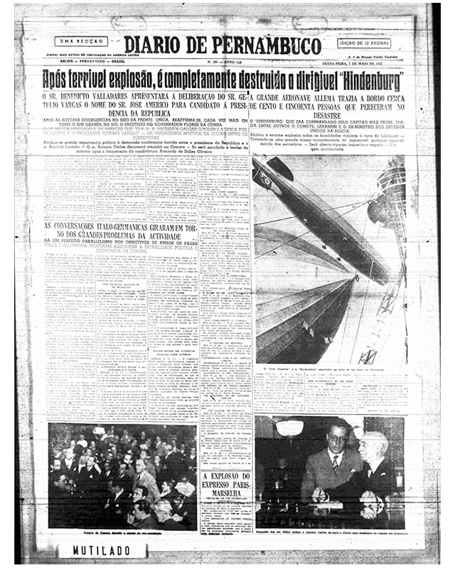 Após terrível explosão, é completamente destruído o dirigível 'Hindenburg' Após terrível explosão, é completamente destruído o dirigível 'Hindenburg'