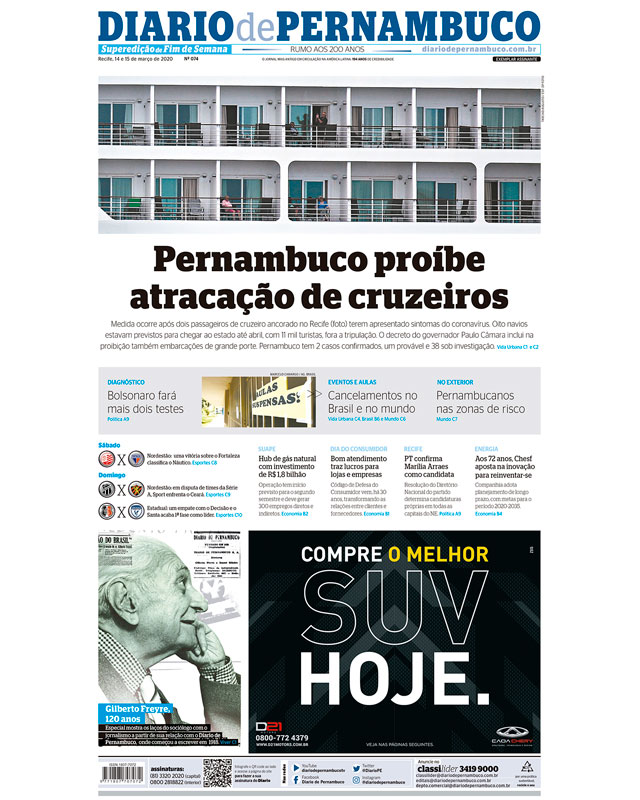 Pernambuco proíbe atracação de cruzeiros Pernambuco proíbe atracação de cruzeiros